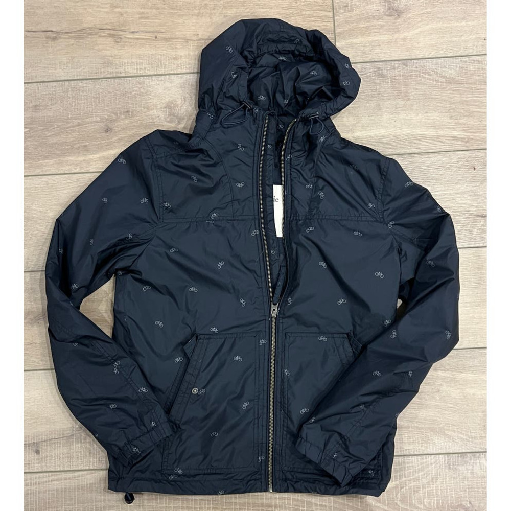 Abercrombie & Fitch Bicycle Windbreaker Hooded Jacket Navy Men's Medium Full Zip